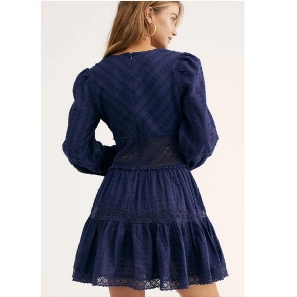 Free People The Delightful Mini Dress Navy - Picture 3 of 7